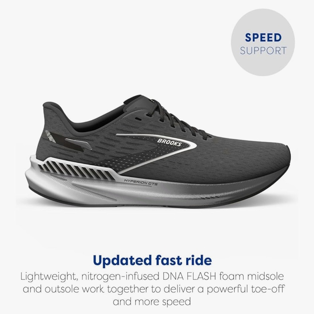 Brooks Hyperion GTS Black Gunmetal Running Shoe Womens Size 6.5